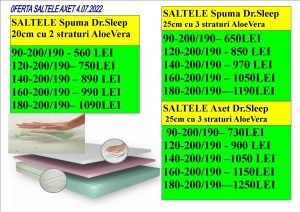 Listă prețuri Saltele spumă cu memory Fălticeni
