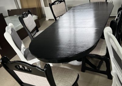 masa cu 6 scaune din lemn masiv fag aburit culoare wenge (negru)
